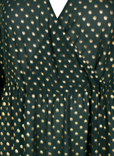 Klänning med prickigt folietryck och 3/4-ärmar, Scarab w. Gold, Packshot image number 2
