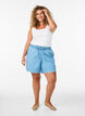 Shorts i denimlook med res&aring;r i midjan och dragsko, Bl&aring;, Model image number 1