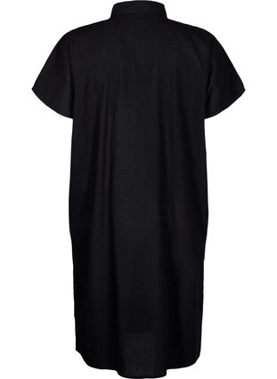 Lång skjorta i bomullsblandning med linne, Black, Packshot image number 1