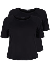 2-pack t-shirtar i bomull med 2/4 ärmar, Black