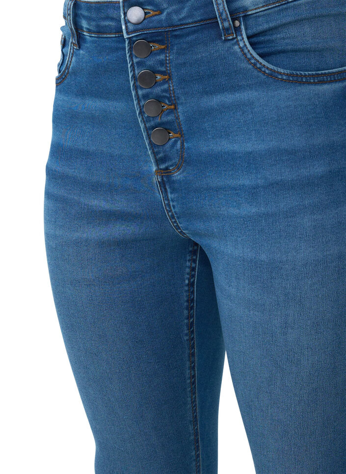 Amy-jeans med hög midja och knappstängning, Blue Denim, Packshot image number 2