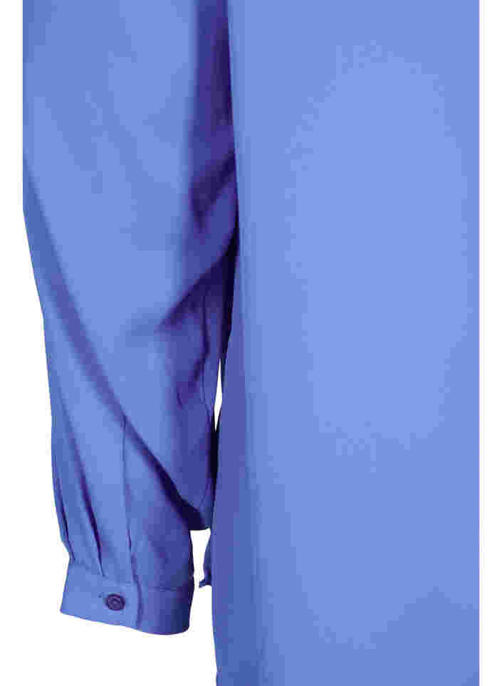 Enfärgad skjorta med V-ringning, Ultramarine, Packshot image number 3