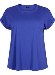 Kort&auml;rmad t-shirt i bomullsmix, Bl&aring;