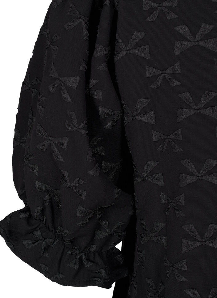 Kort jacquardklänning med rosetter, Black W. Bow, Packshot image number 3