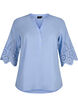 Skjortblus med broderie anglaise och 3/4-ärmar, Serenity, Packshot image number 0