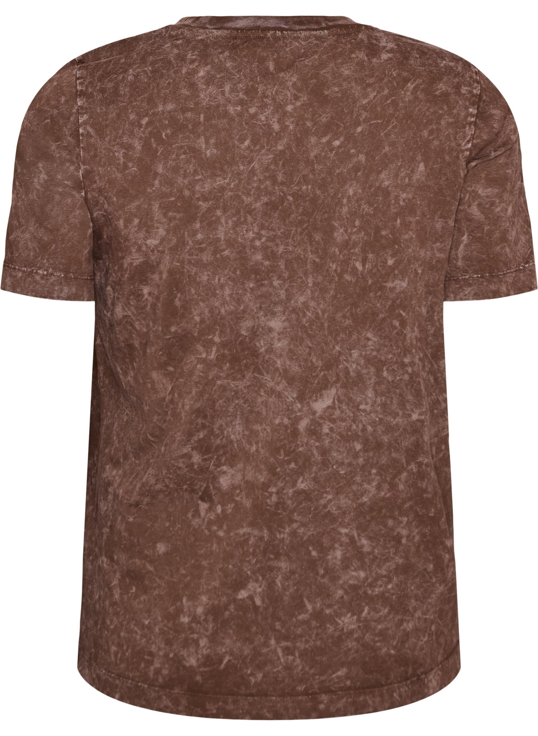 Zizzi T-shirt i bomull med tryck framtill, Brun, Packshot image number 1