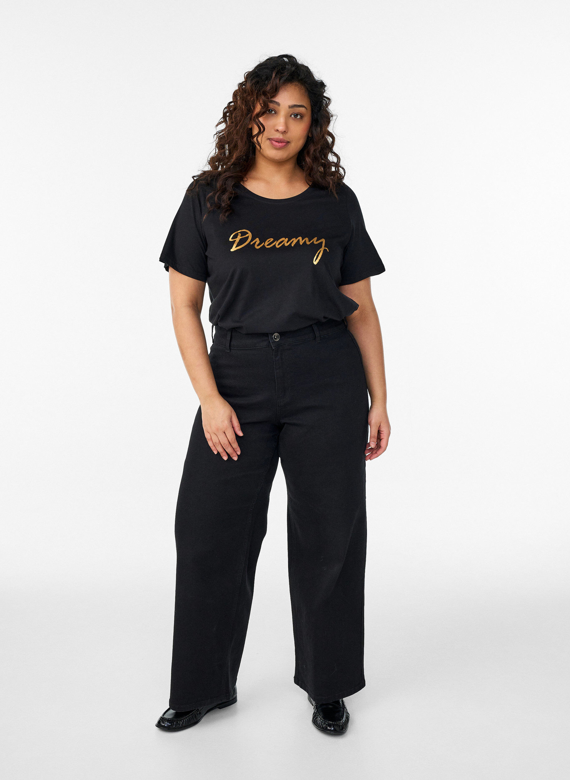 Zizzi FLASH - T-shirt med tryck, Svart, Model image number 1