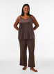 Topp i velour med spetskant, Brun, Model image number 1