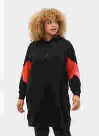 Sweatshirtklänning med colorblock och fickor, Black, Model