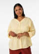 Blus i linne och viskos med v-ringning, Gul, Model image number 0