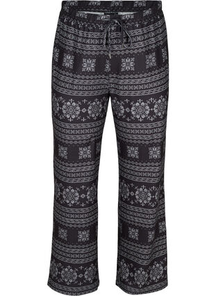Mönstrad pyjamasbyxa med knytband, Black AOP, Packshot image number 0