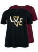FLASH - 2-pack t-shirt med motiv, Black/Port Royale , Packshot image number 0