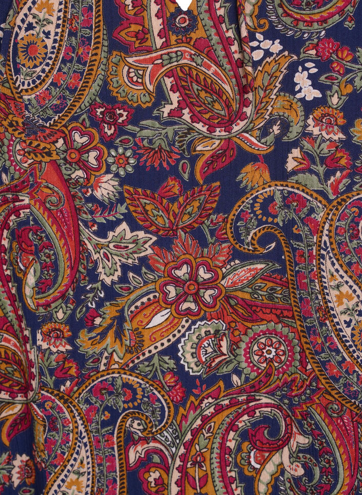 Blus i viskos med paisleymönster och ärmar till armbågen, Blå, Packshot image number 2