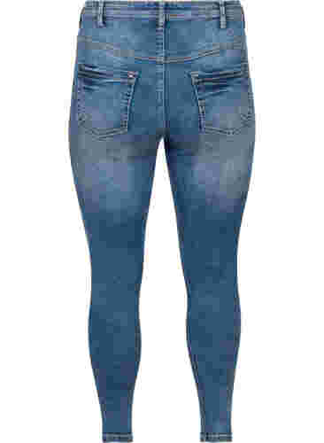 Croppade Amy jeans med blixtlås, Blue denim, Packshot image number 1