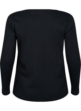 Långärmad t-shirt med asymmetrisk skärning, Black, Packshot image number 1