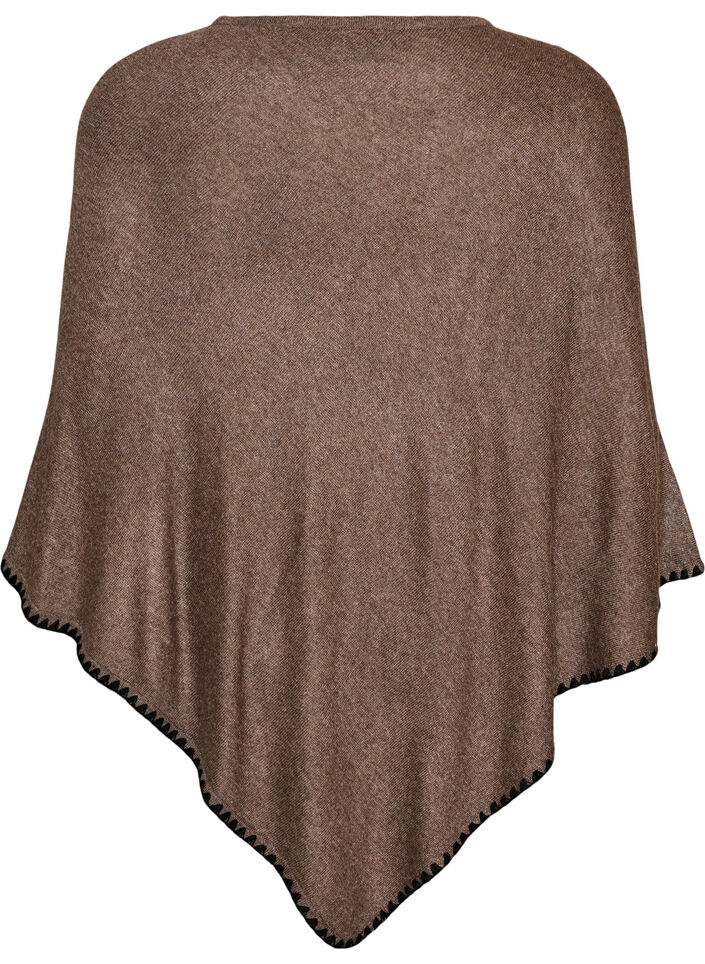 Fin stickad poncho, Brun, Packshot image number 1