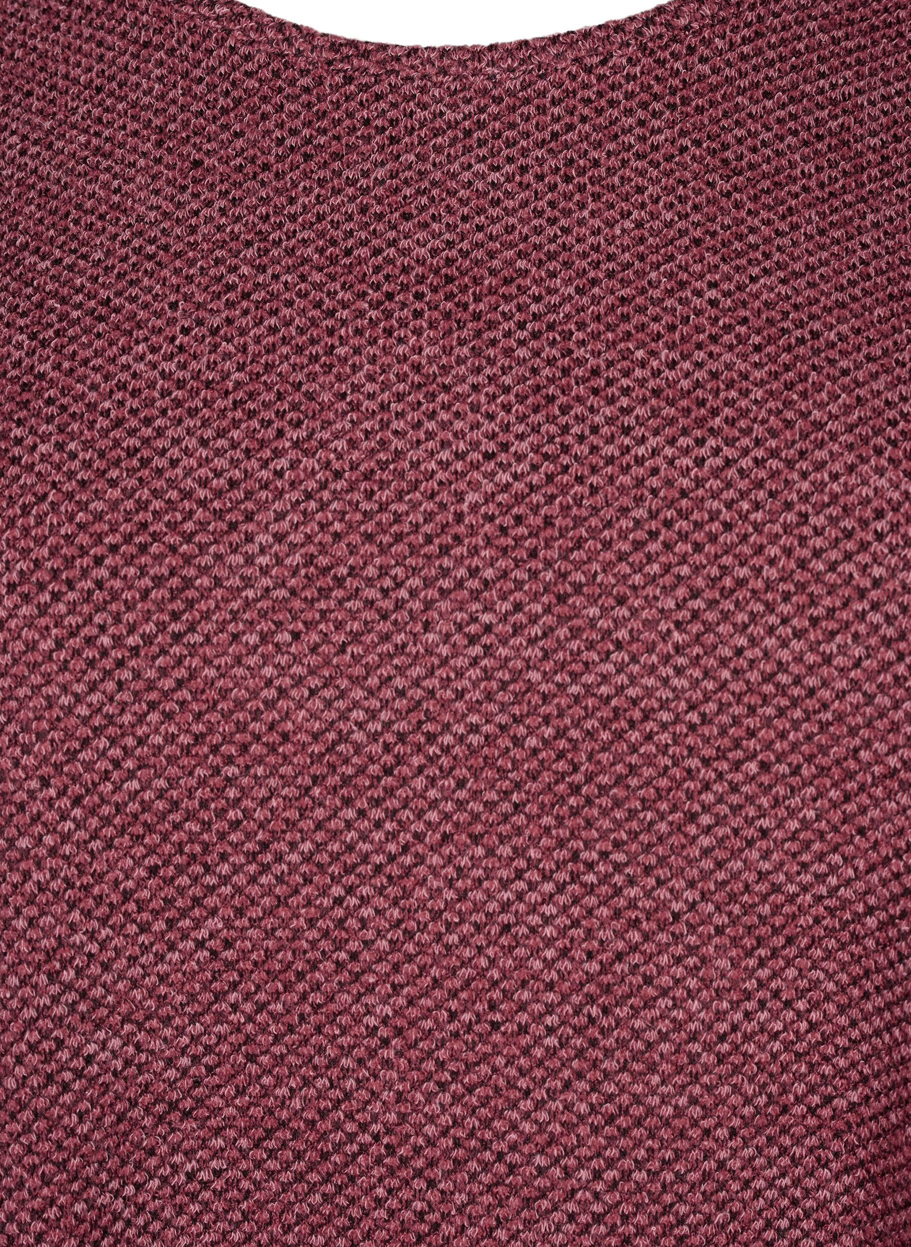 Zizzi Melange blus med rund halsringning och l&aring;nga &auml;rmar, Dry Rose, Packshot image number 2