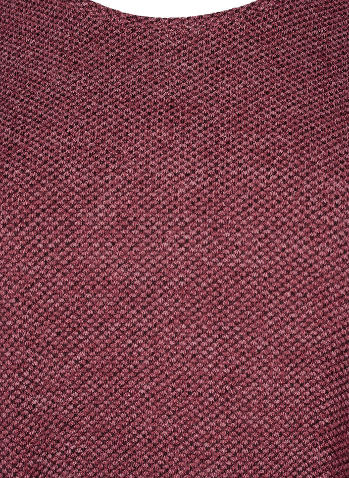 Melange blus med rund halsringning och långa ärmar, Dry Rose, Packshot image number 2