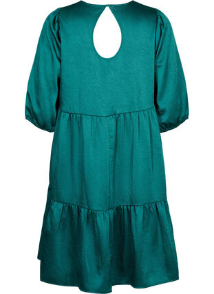 Klänning med ryggdetalj och 3/4-ärmar, Evergreen, Packshot image number 1