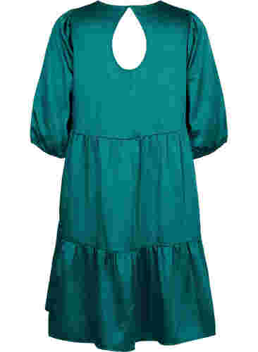 Klänning med ryggdetalj och 3/4-ärmar, Evergreen, Packshot image number 1