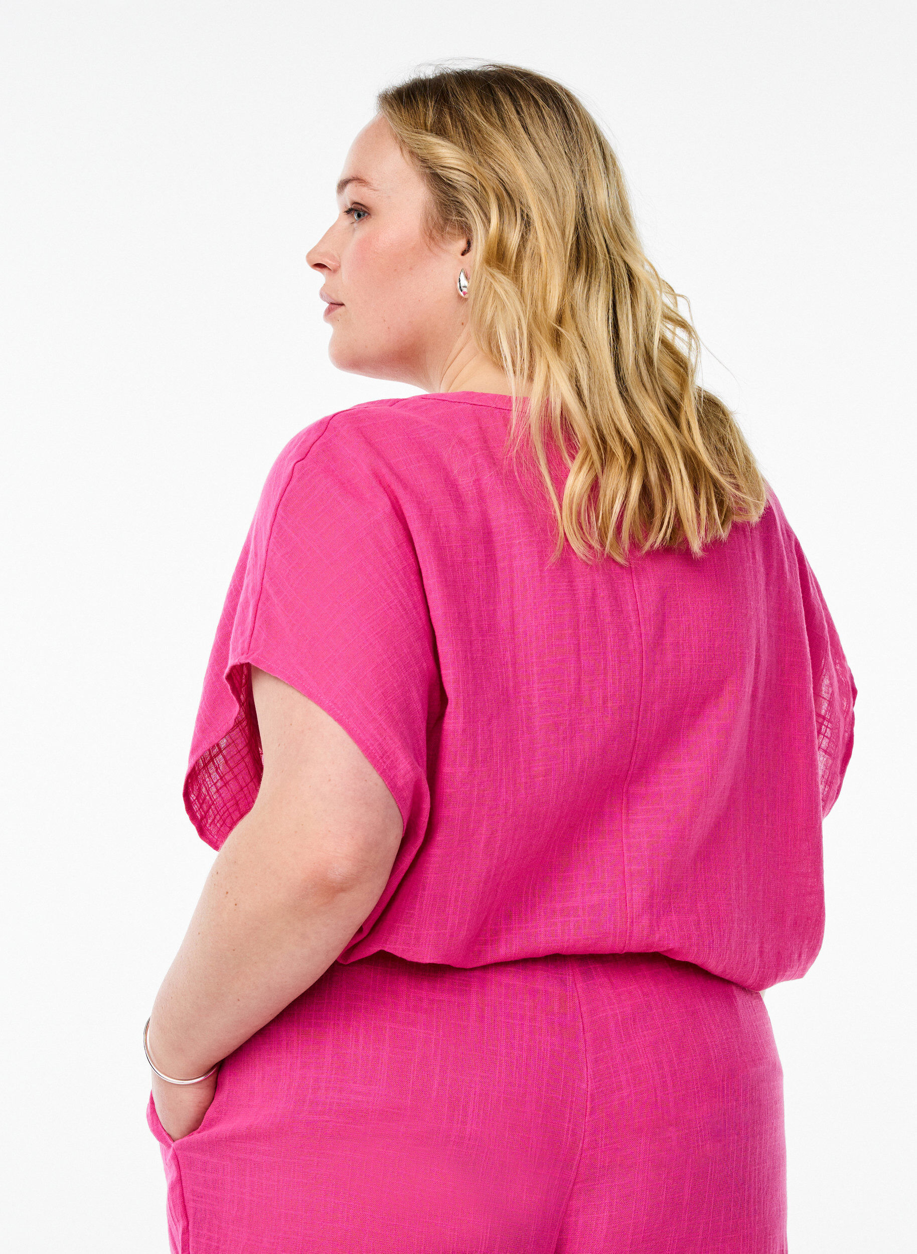 ZizziL&ouml;s blus med cap-&auml;rmar, Rosa, Model image number 2