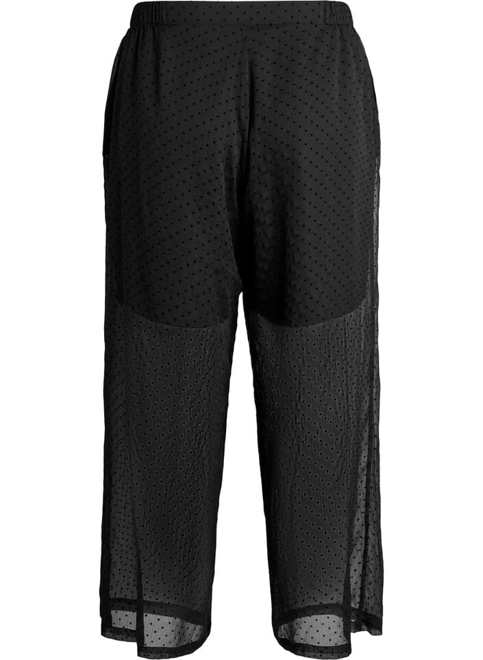 L&ouml;sa byxor i chiffong med prickar, Svart, Packshot image number 1