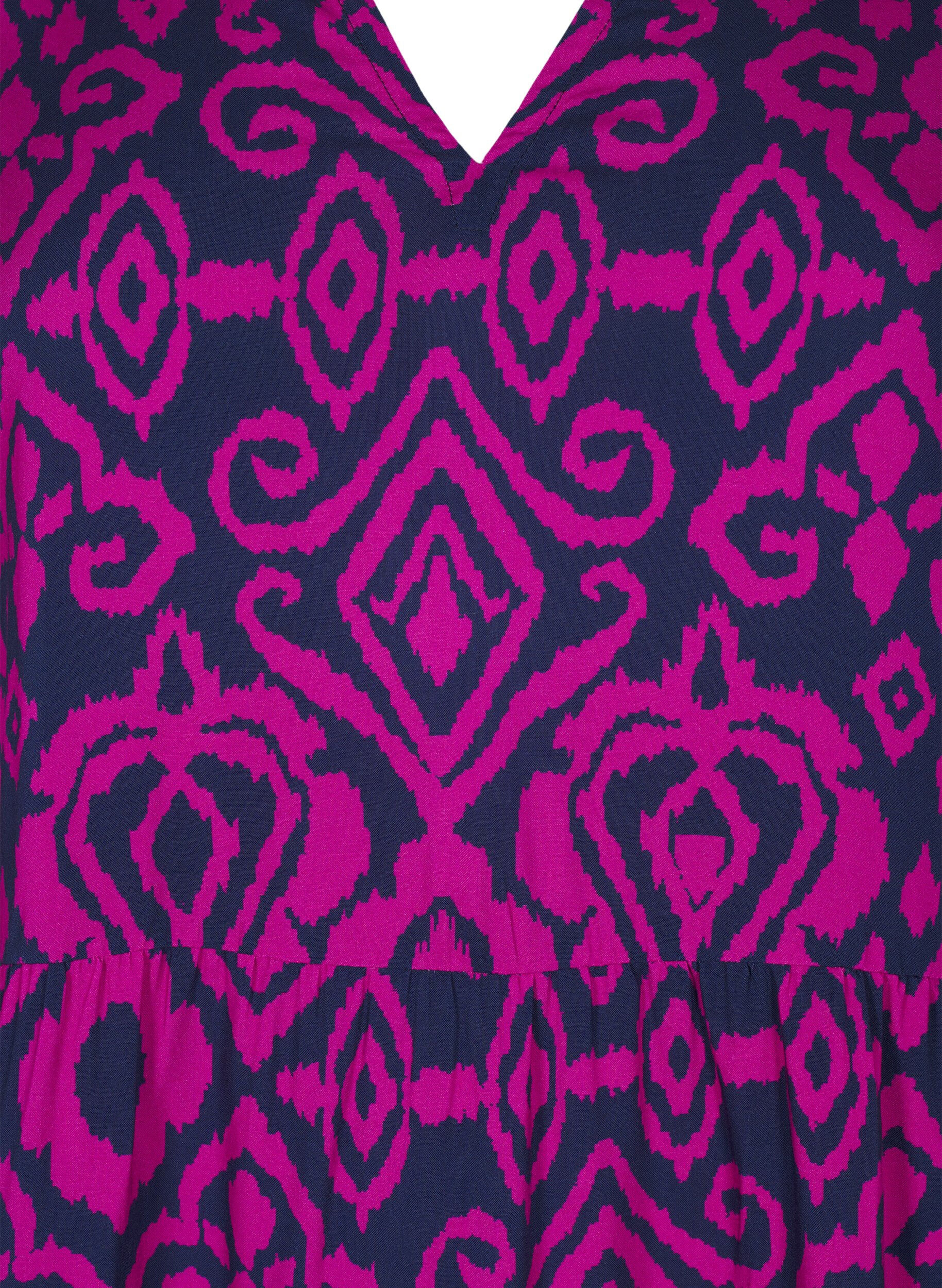 Zizzi Kort A-linjeformad kl&auml;nning med tryck, Night Sky AOP, Packshot image number 2