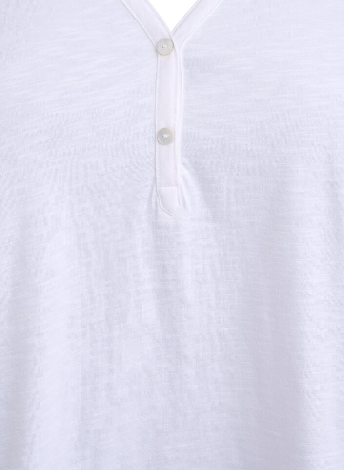 T-shirt med knappdetalj, Vit, Packshot image number 2