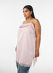 L&aring;ng topp i satin med spetskanter, Rosa, Model image number 0