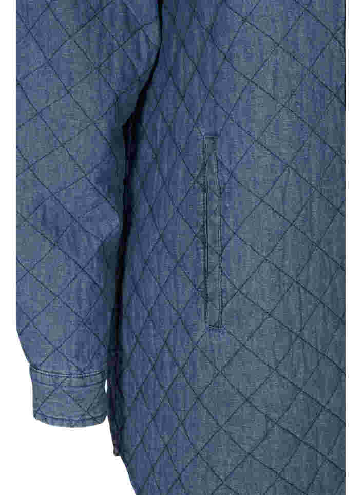 Mönstrad jacka med knappar och fickor, Blue denim, Packshot image number 3