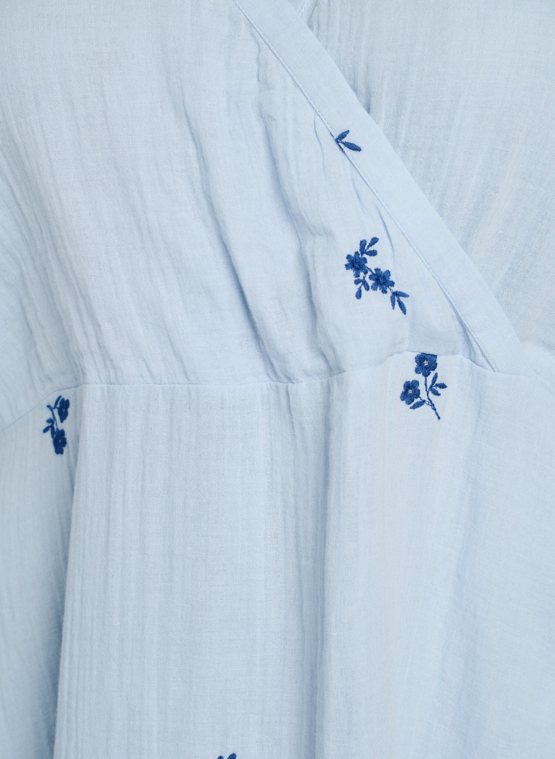 Zizzi Kort kl&auml;nning i bomullsmuslin med broderade detaljer, Bl&aring;, Packshot image number 2