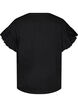 T-shirt i ekologisk bomull med volang&auml;rmar, Svart, Packshot image number 1