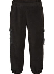 Joggers i fleece med cargofickor, Svart