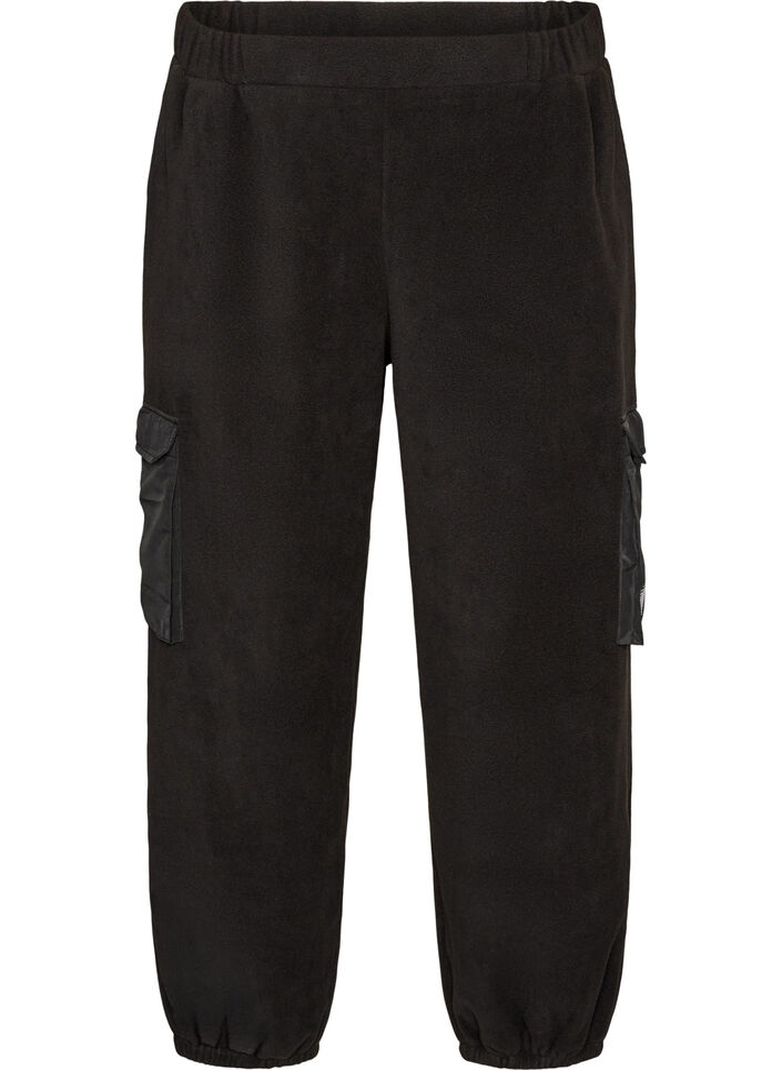 Joggers i fleece med cargofickor, Svart, Packshot image number 0