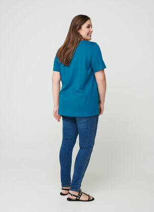 Kortärmad t-shirt med print, Blue Coral, Model image number 1