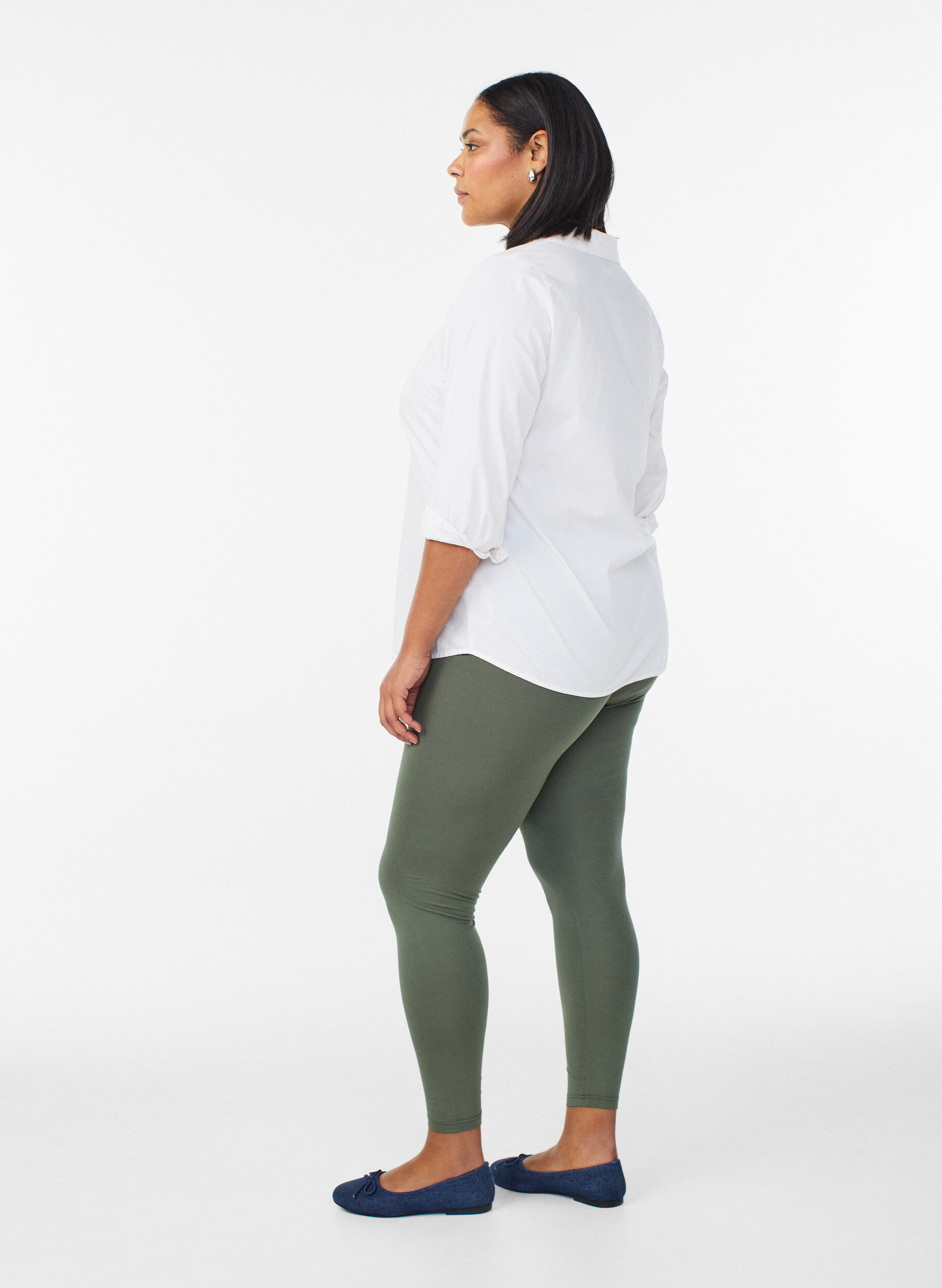 Zizzi Basic leggings i viskos, Gr&ouml;n, Model image number 2