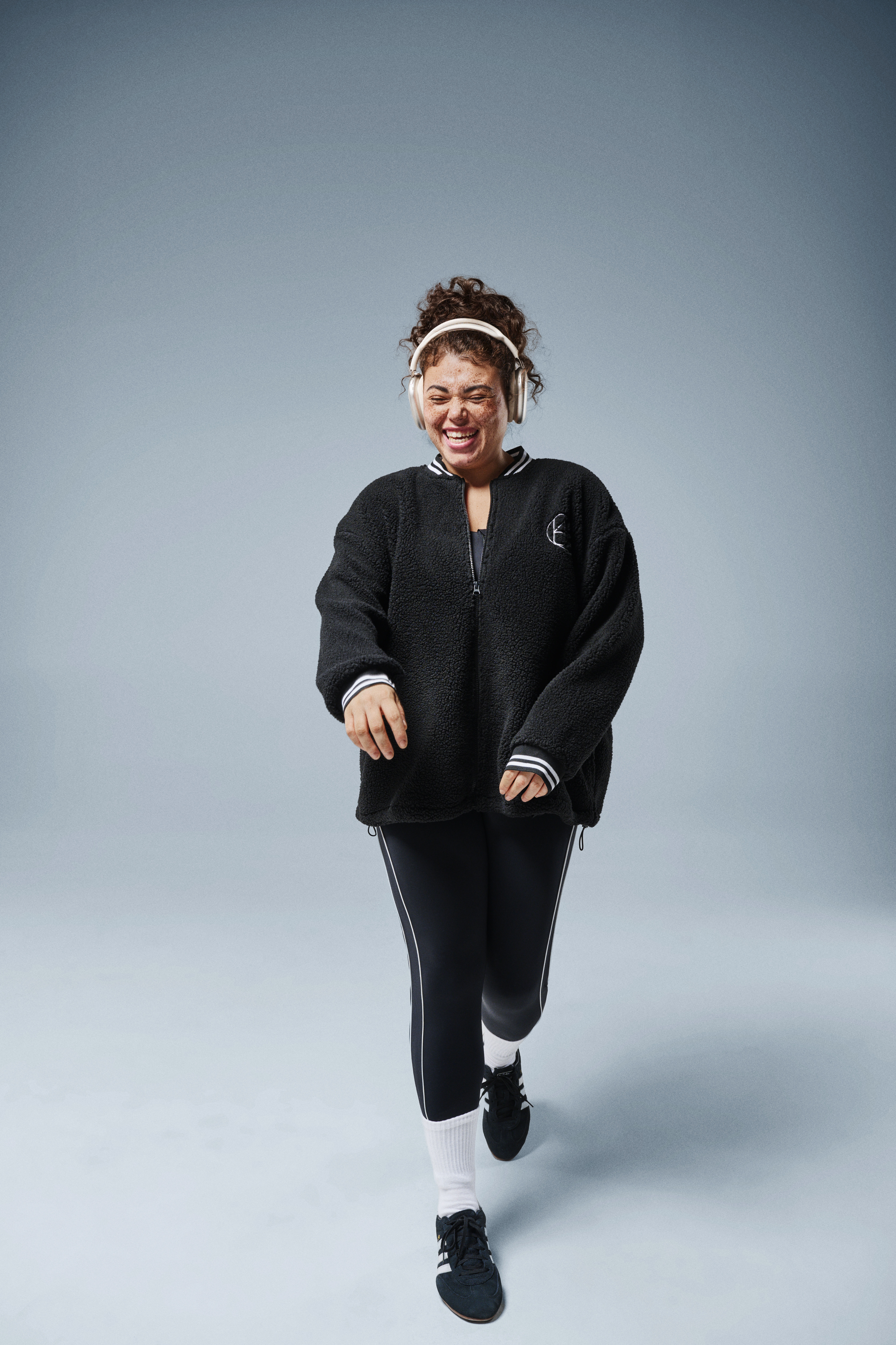 Zizzi Teddyfleecejacka med randiga detaljer, , Model