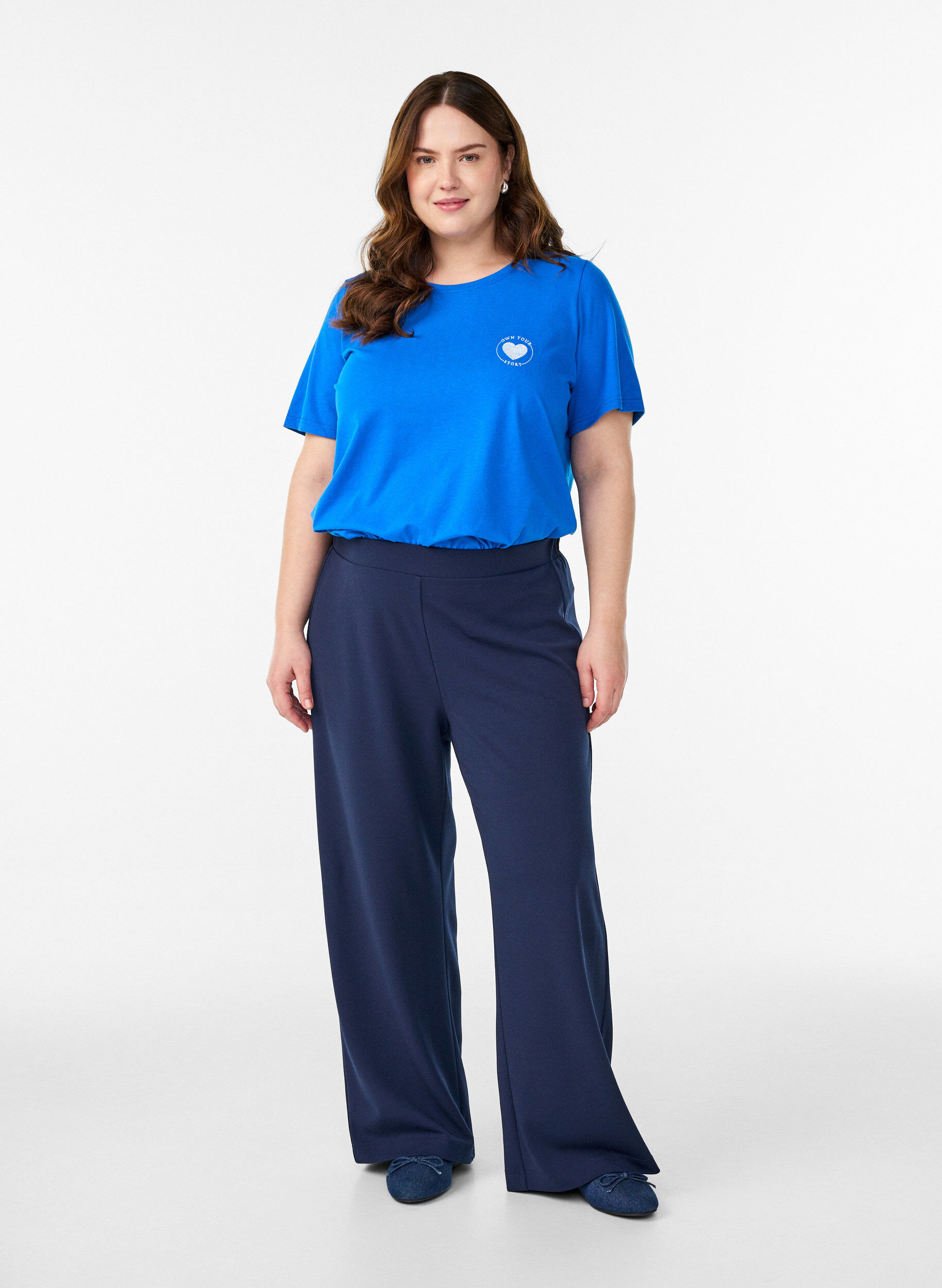 Zizzi FLASH - T-shirt med tryck, Bl&aring;, Model image number 1