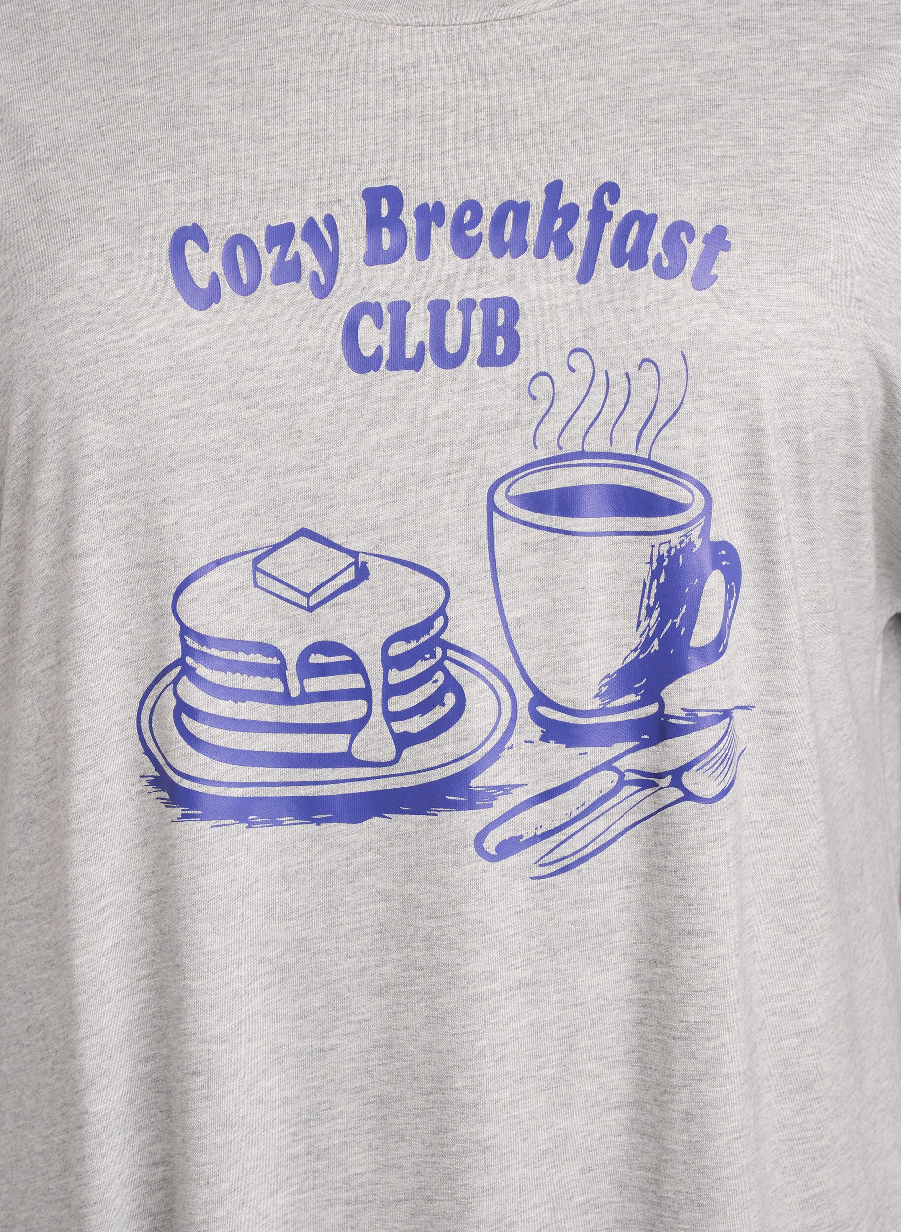 Zizzi Kort&auml;rmat nattlinne med texttryck, Gr&aring;, Packshot image number 2