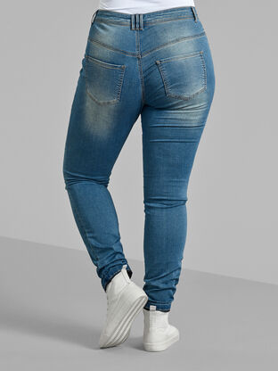 Extra slim Amy jeans med hög midja, Blue d. washed, Model image number 1