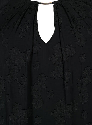 Klänning med struktur och korta ärmar, Black, Packshot image number 2