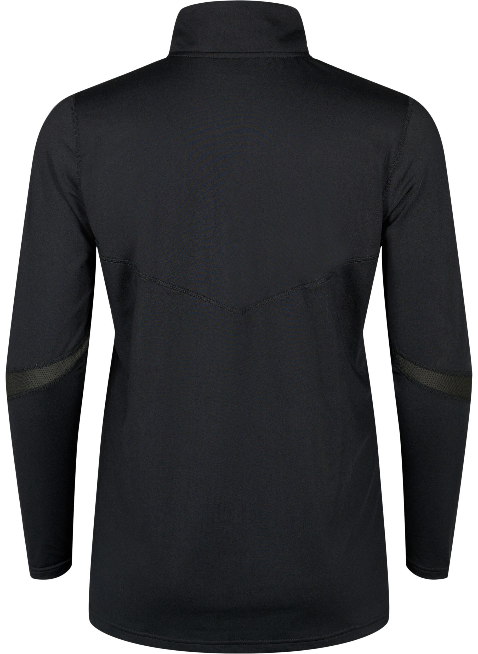 Zizzi Baselayer blus med fickor och mesh, Black, Packshot image number 1