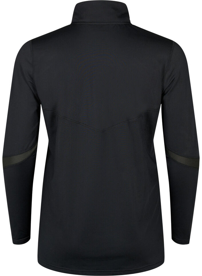 Baselayer blus med fickor och mesh, Black, Packshot image number 1