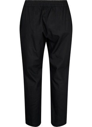Enfärgade bomullsbyxor med linne, Black, Packshot image number 1