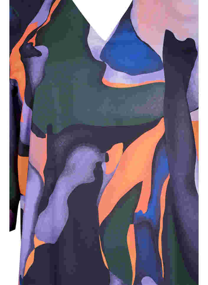 Mönstrad tunika med 3/4-ärmar och v-hals, Big Scale Print, Packshot image number 2