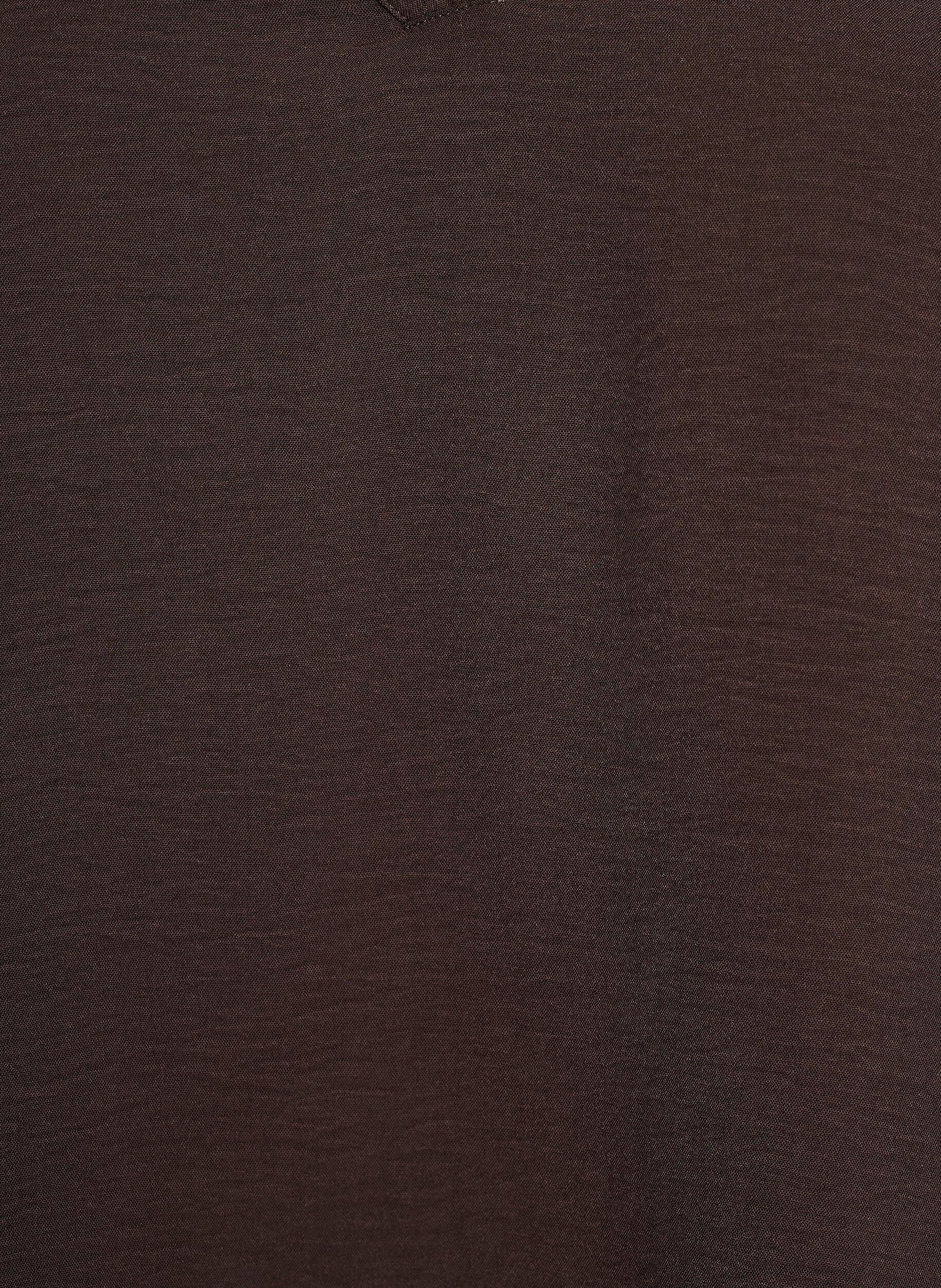 Zizzi Blus med smockade manschetter och v-ringning, Brun, Packshot image number 2