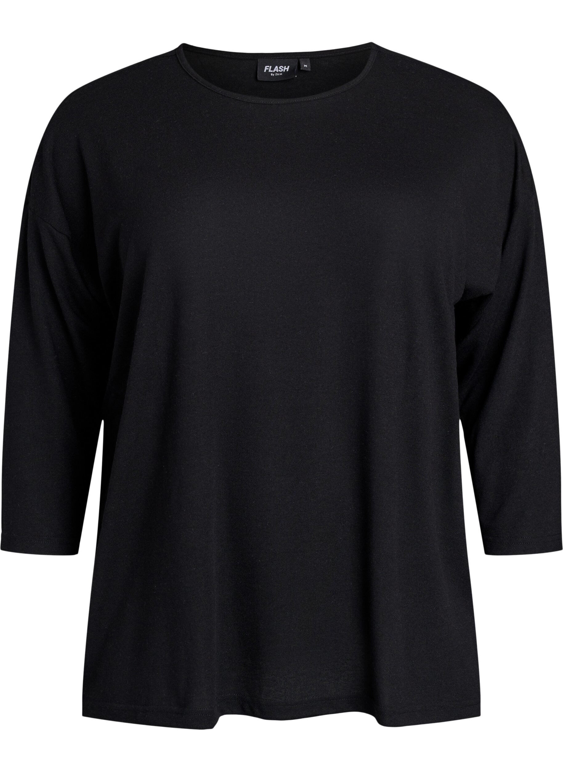 ZizziJerseyblus med 3/4-&auml;rm, Svart, Packshot image number 0