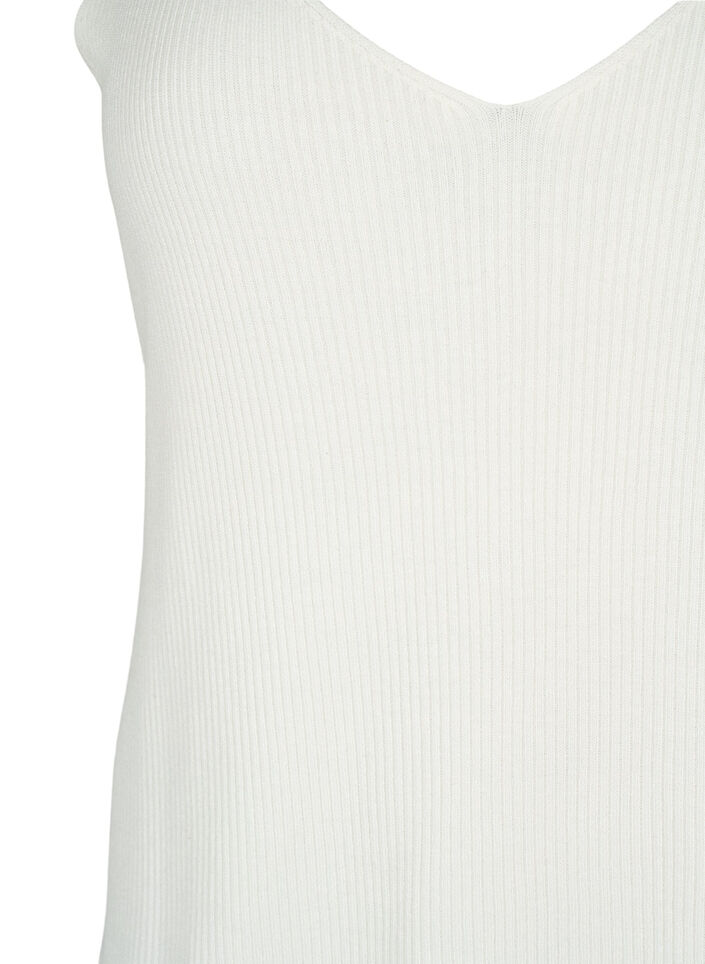 Stickad topp med v-ringning, Cloud Dancer, Packshot image number 2