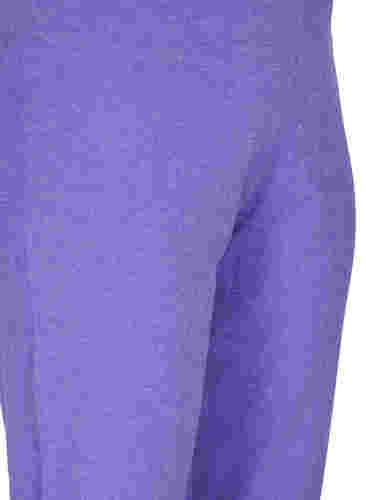 Stickade, melerade byxor med ribbade kanter, Purple Opulence Mel., Packshot image number 2