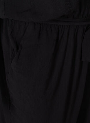 Jumpsuit i viskos med knytband och v-ringning, Black, Packshot image number 3